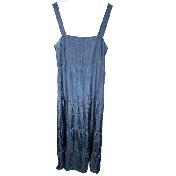 Eileen Fisher‎ Blue 100% Silk Tiered Sleeveless Maxi Dress Womens Petite Medium - Picture 2 of 16